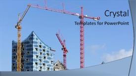 Presentation with under construction - Colorful theme enhanced with elbphilharmonie building under construction backdrop and a light blue colored foreground