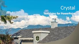  Presentation with house building - Slide deck with roofers - top of the house background and a teal colored foreground