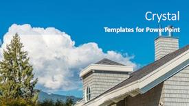  Presentation with house building - PPT layouts having wood shingle tiles - top of the house background and a teal colored foreground