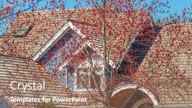  Presentation with house window - Slide set consisting of roofers - top of the house background and a coral colored foreground
