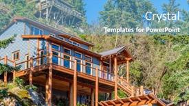  Presentation with house building - Slide set with top-of-the-house background and a light blue colored foreground