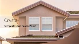  Presentation with house window - PPT theme featuring top-of-the-house background and a coral colored foreground