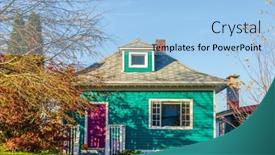  Presentation with house window - PPT theme featuring top-of-the-house background and a light blue colored foreground