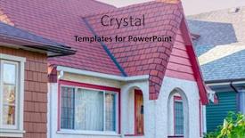  Presentation with house building - Cool new PPT layouts with top-of-the-house backdrop and a coral colored foreground