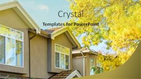  Presentation with house window - Audience pleasing PPT theme consisting of top-of-the-house backdrop and a yellow colored foreground