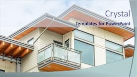  Presentation with house window - PPT theme having top-of-the-house background and a sky blue colored foreground