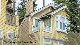  Presentation with house window - PPT theme consisting of top of the house or apartment building with nice window background and a coral colored foreground