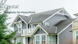  Presentation with house window - Presentation theme having top-of-the-house background and a sky blue colored foreground