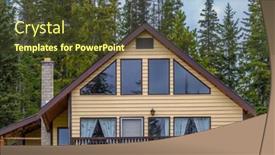  Presentation with log cabin - Colorful presentation design enhanced with top-of-the-house backdrop and a tawny brown colored foreground