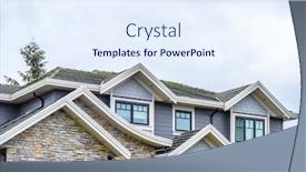  Presentation with building a house - Colorful slide deck enhanced with top of the house or apartment building with nice window backdrop and a sky blue colored foreground