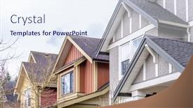  Presentation with house building - Slide set consisting of top-of-the-house background and a sky blue colored foreground