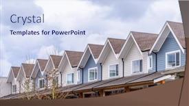  Presentation with house building - Slide set having top-of-the-house background and a sky blue colored foreground