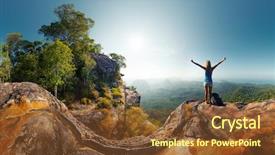 Presentation with hiking mountain - Colorful PPT theme enhanced with top of the mountain backdrop and a tawny brown colored foreground