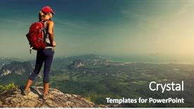  Presentation with mountain top - Audience pleasing slide set consisting of top of the mountain backdrop and a dark gray colored foreground