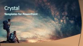  Presentation with rock - Cool new theme with climbers girls - two hikers relaxing on top backdrop and a tawny brown colored foreground