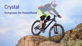  Presentation with cyclist - PPT theme having top of the rock background and a sky blue colored foreground