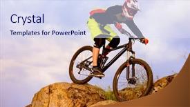  Presentation with cyclist - Presentation theme consisting of top of the rock background and a sky blue colored foreground