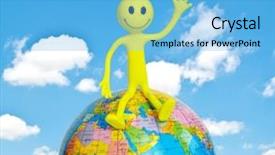  Presentation with world - Presentation featuring top of the world - smilie background and a  colored foreground