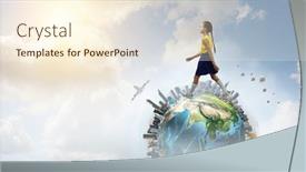  Presentation with world - Colorful slide set enhanced with top-of-the-world backdrop and a cream colored foreground