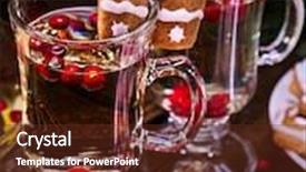  Presentation with mulled wine - Amazing slide deck having top of two glass latte mug hot drink warming mulled wine with cookie in form of house and red berry backdrop and a tawny brown colored foreground