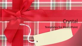  Presentation with gift ribbon - Presentation theme featuring top of wrapping paper present background and a red colored foreground