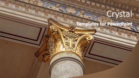  Presentation with greek columns - Presentation design featuring top-part-of-pillar-greek background and a tawny brown colored foreground