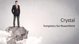  Presentation with successful - Slide deck with top performance - happy successful businessman standing background and a sky blue colored foreground