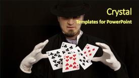  Presentation with playing cards - Beautiful presentation theme featuring top performer - magician show with playing cards backdrop and a wine colored foreground
