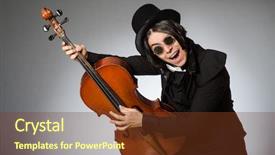  Presentation with art and music - Amazing PPT theme having top performer - man in musical art concept backdrop and a tawny brown colored foreground