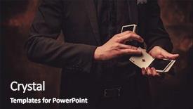  Presentation with rfid cards - Slide set featuring top performer - man showing tricks with cards background and a black colored foreground