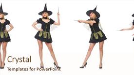  Presentation with blue and magic wand - Beautiful theme featuring top performer - woman magician doing her tricks backdrop and a lemonade colored foreground