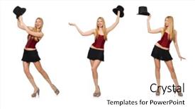  Presentation with performer - Slides enhanced with top performer - woman magician isolated on white background and a cream colored foreground