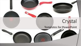  Presentation with frying - Cool new presentation theme with top producers - frying pan isolated on white backdrop and a light gray colored foreground