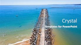  Presentation with shot - PPT theme featuring top-shot-from-breakwater background and a teal colored foreground
