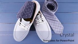  Presentation with dark blue - Colorful slides enhanced with top-siders-socks-and-tie backdrop and a teal colored foreground