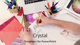  Presentation with fashion - Amazing slide deck having top talent - closeup of fashion designer drawing backdrop and a  colored foreground