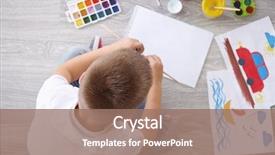  Presentation with talent - Cool new PPT layouts with top talent - cute boy painting picture backdrop and a  colored foreground