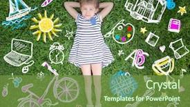  Presentation with grass - PPT layouts with top talent - cute little girl lying background and a tawny brown colored foreground