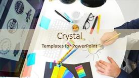  Presentation with interior design office - Slide set having top talent - male designer working in office background and a lemonade colored foreground