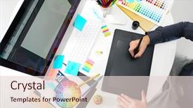  Presentation with graphic - Presentation consisting of top talent - modern designer working with graphic background and a lemonade colored foreground