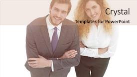  Presentation with members - Amazing PPT theme having top two leading members backdrop and a coral colored foreground