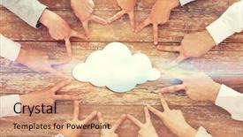  Presentation with victory team - PPT layouts enhanced with top up - business people gesture and team background and a coral colored foreground