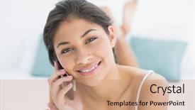  Presentation with mobile home - PPT layouts having top up - close up portrait background and a  colored foreground