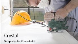  Presentation with kitchen - Slides with counter top using electric jig background and a sky blue colored foreground