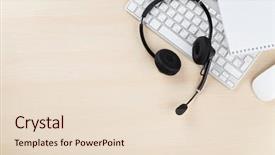  Presentation with call center - PPT theme consisting of top veiw with copy space background and a lemonade colored foreground