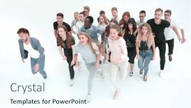  Presentation with people - Slides enhanced with top-view-a-group background and a sky blue colored foreground