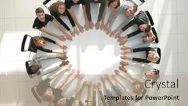  Presentation with people unity - Slide deck enhanced with top-view-a-group background and a coral colored foreground