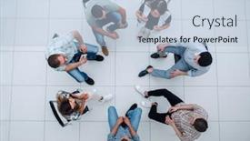  Presentation with successful - Presentation theme having top-view-a-team background and a light blue colored foreground