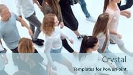  Presentation with group - Colorful PPT layouts enhanced with top-view-an-organized-group backdrop and a sky blue colored foreground