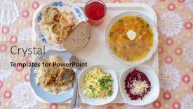  Presentation with ussr - PPT theme having top-view-at-the-tray background and a coral colored foreground